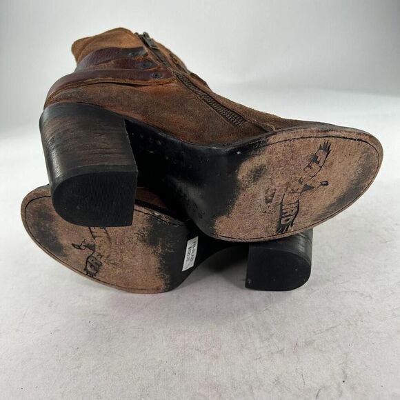 FREEBIRD BY STEVEN Blaze Womens Bootie US 7 Brown Suede Strappy Rugged Boho Boot - Picture 7 of 10